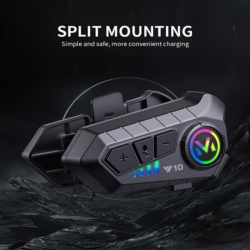 Audífonos Bluetooth Y10 para Casco de Motocicleta HiFi, IPX6, Manos Libres