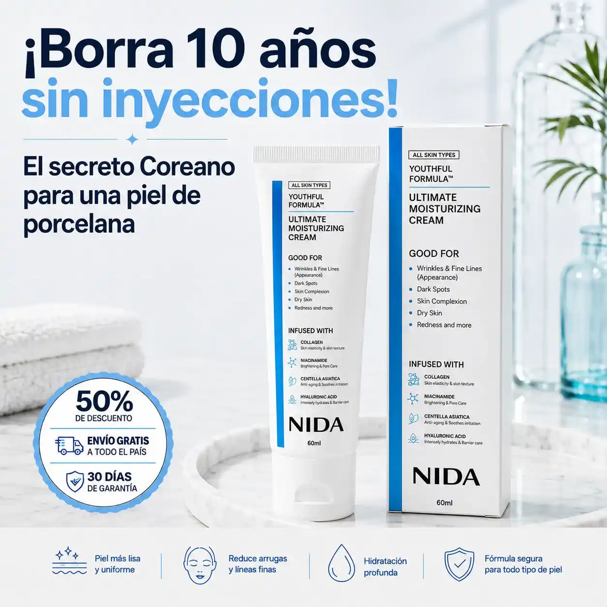 Reduce Arrugas, Lineas finas y Acne | NIDA COREANA